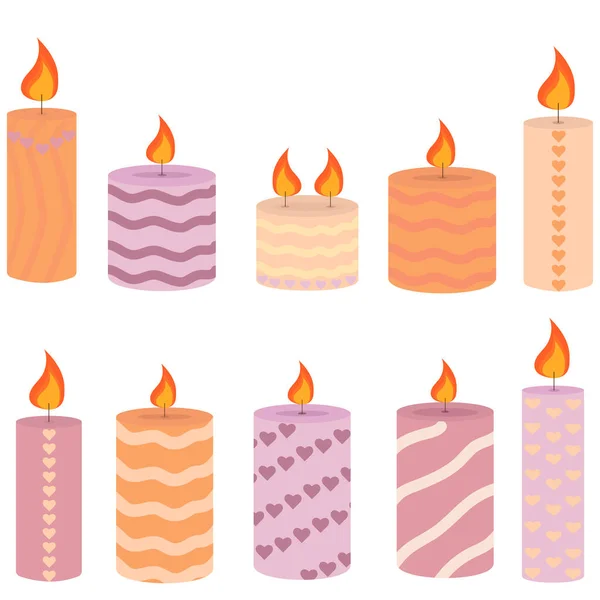 Quema Linda Cera Velas Perfumadas Parafina Decoración Velas Para Hogar — Vector de stock