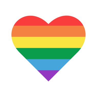 Igbt bayrağı renginde bir kalbin vektör illüstrasyonu, gurur ayı için bir kalp. Elbiseler ve kartpostallar için poster