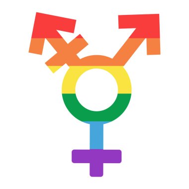 Gökkuşağı renklerinde cinsiyet değiştirme işareti. Gurur ayı lgbt