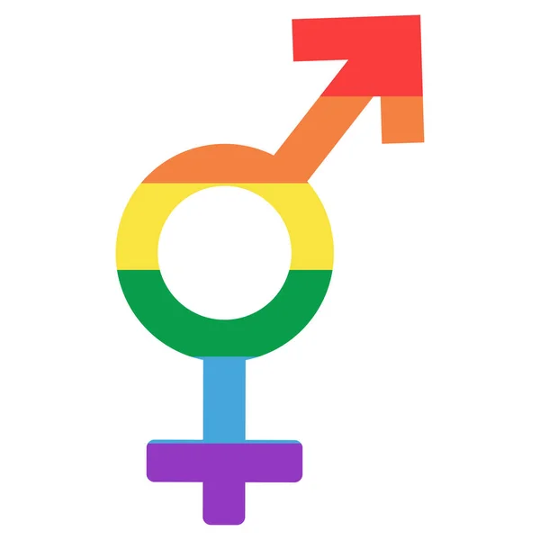 虹色の男性と女性の性別記号 プライド月 Lgbt — ストックベクタ