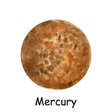 Güneş sistemindeki bir gezegenin suluboya çizimi. Suluboya gezegen Merkür. Astonominin suluboya çizimi.