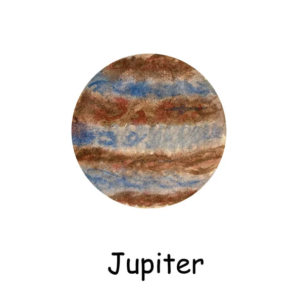 Illustration Aquarelle Une Planète Dans Système Solaire Planète Aquarelle Jupiter — Photo