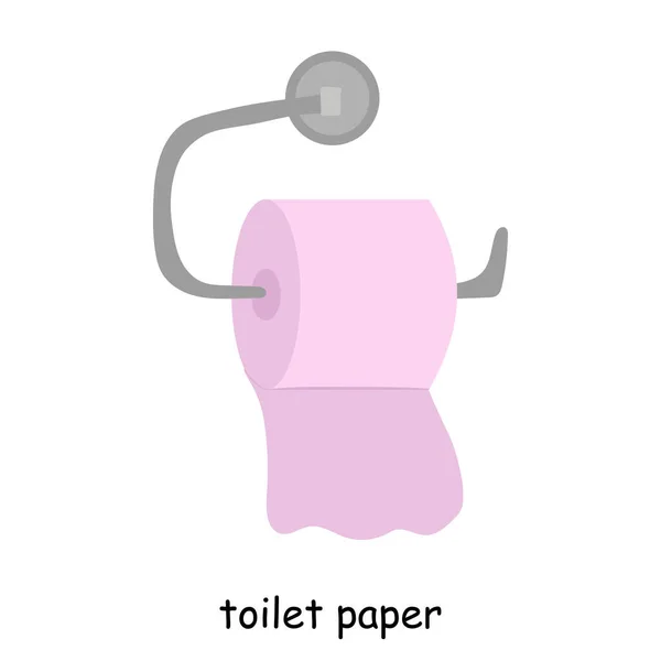 Banyo Elemanları Illüstrasyon Pembe Tuvalet Kağıdı Tutacağında Rulo Şeklinde Banyo — Stok Vektör