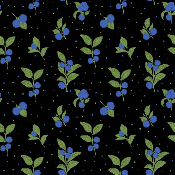 Taze yaban mersinli ve yaban mersinli kusursuz desen. Tekstil deseni, ambalaj kağıdı. Vektör grafikleri