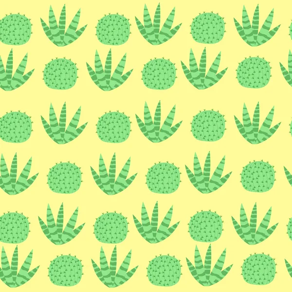 Patrón Sin Costuras Con Cactus Sobre Fondo Amarillo Estilo Dibujos — Archivo Imágenes Vectoriales