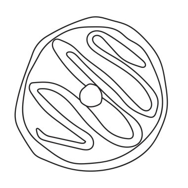 Donutlar. Çocuklar ve yetişkinler için boyama kitabı. Taslak vektör çizimi. Duvar kağıdı tasarımı, ambalaj