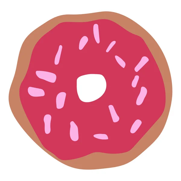 Donut Pink Icing Donut Icon Vector Illustration — Stock vektor