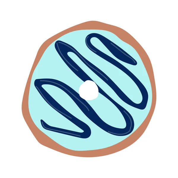 Donut Blue Icing Donut Icon Vector Illustration — Vettoriale Stock
