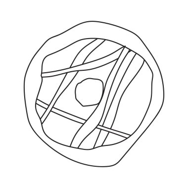 Donutlar. Çocuklar ve yetişkinler için boyama kitabı. Taslak vektör çizimi. Duvar kağıdı tasarımı, ambalaj