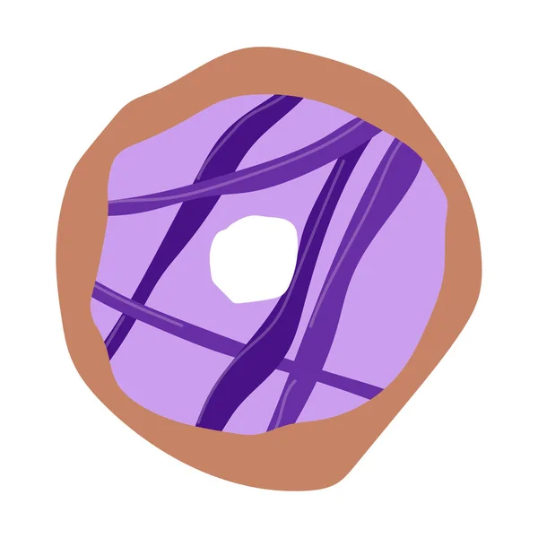 Donut Purple Icing Donut Icon Vector Illustration — ストックベクタ