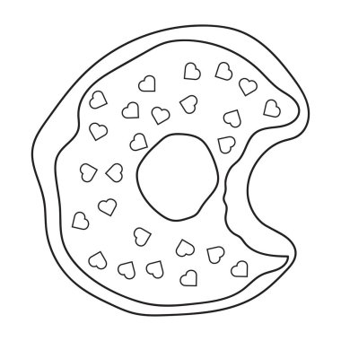 Donutlar. Çocuklar ve yetişkinler için boyama kitabı. Taslak vektör çizimi. Duvar kağıdı tasarımı, ambalaj