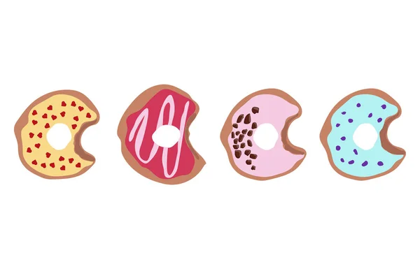 Set Illustrations Donuts Donuts Colorful Glaze Children Sweets Assortment Pastries — Stok Vektör