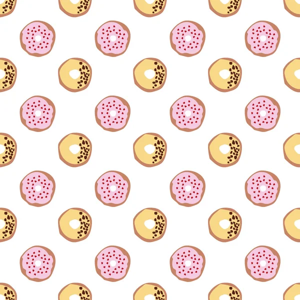 Seamless Pattern Glazed Donuts Bright Juicy Pattern White Background Vector — Stock Vector