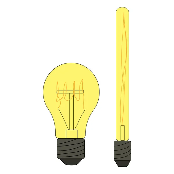 Glühbirnen Ikone Vector Doodle Illustration Einer Glühbirne Energiesparlampen — Stockvektor