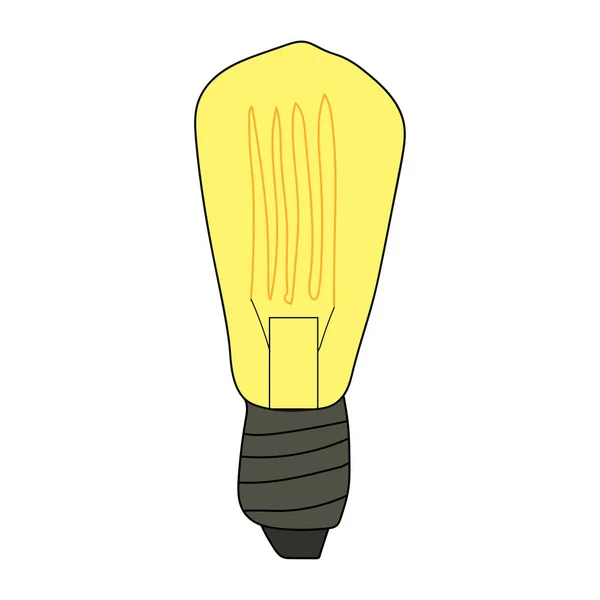 Glowing Light Bulb Icon Vector Doodle Illustration Incandescent Light Bulb — Vector de stock