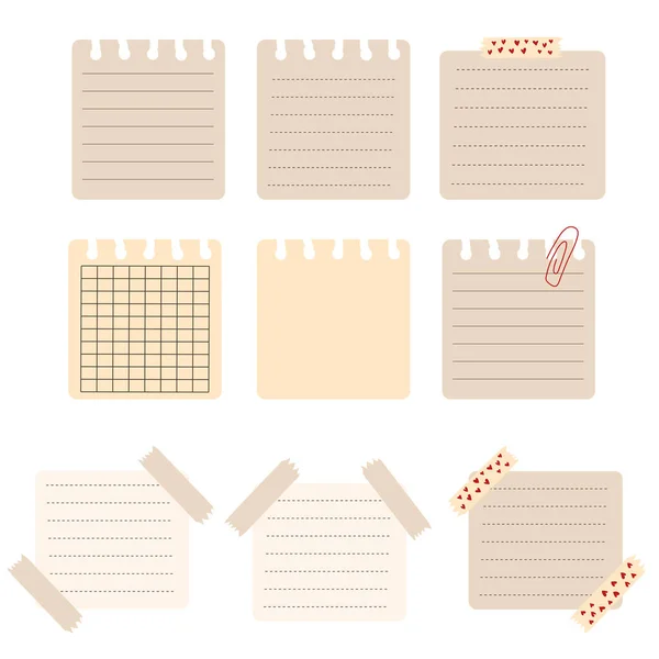 Pieces Notes Different Sizes Notepad Notepad Sheets Sealed Sticky Tape — Wektor stockowy