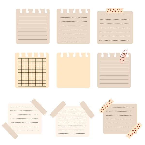 Pieces Notes Different Sizes Notepad Notepad Sheets Sealed Sticky Tape — 스톡 벡터