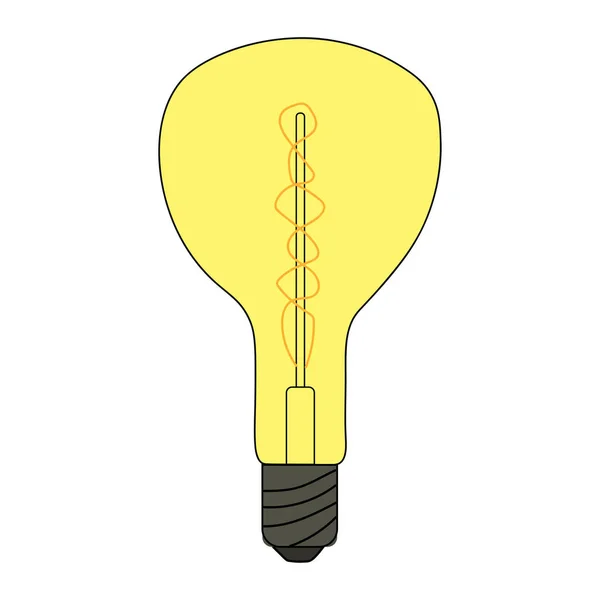 Glowing Light Bulb Icon Vector Doodle Illustration Incandescent Light Bulb — 스톡 벡터
