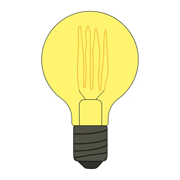 Glowing Light Bulb Icon Vector Doodle Illustration Incandescent Light Bulb — Vector de stock