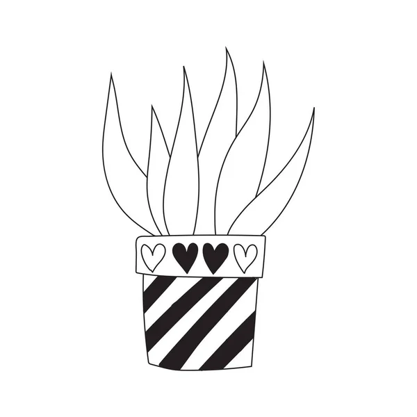 Cute Doodle Cactus Flower Pot Houseplant Vector Illustration — Vector de stock