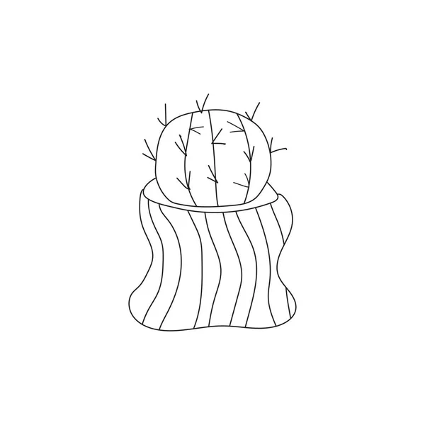 Leuke Doodle Cactus Een Bloempot Huisseplant Vector Illustratie — Stockvector