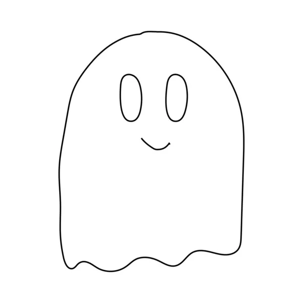 Vector Illustration Cute Ghost Outline Doodle Illustration — Stock Vector