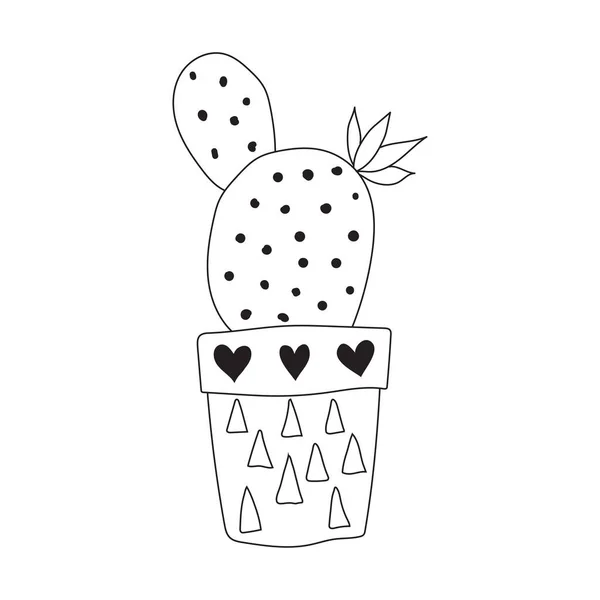 Cute Doodle Cactus Flower Pot Houseplant Vector Illustration — Vettoriale Stock