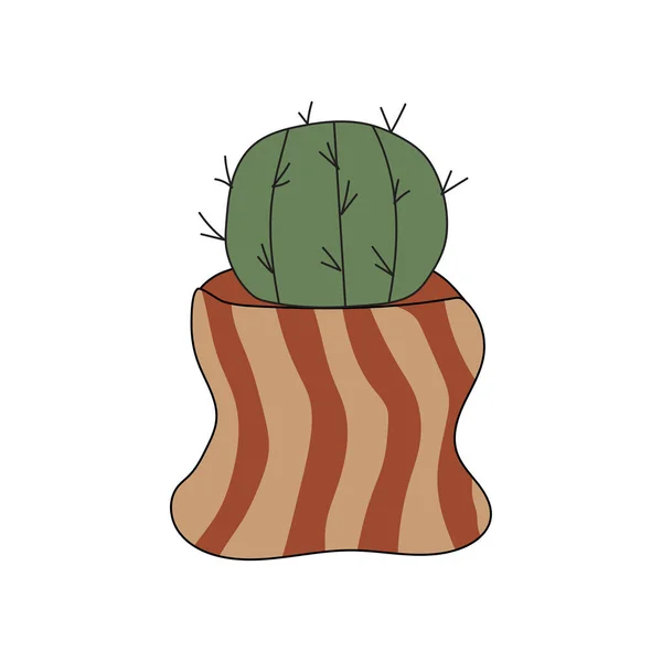 Home Plant Cactus Clay Pot Cute Vector Doodle Illustration House — Image vectorielle