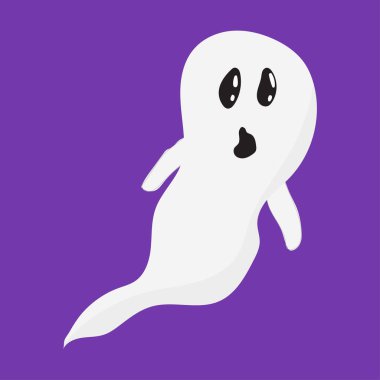 Hayalet. Tatlı Cadılar Bayramı Hayalet Vektörü. Tatlı hayalet çizgi film karakterinin çocukça bir çizimi..