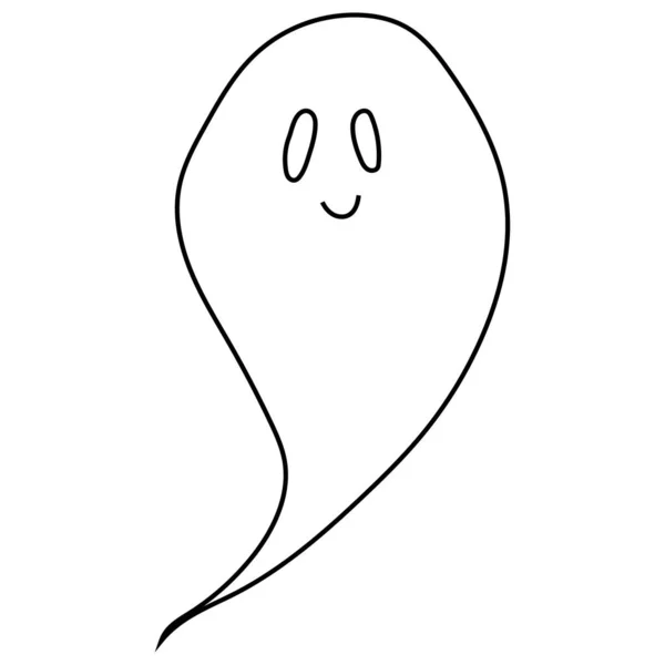 Vector Illustration Cute Ghost Outline Doodle Illustration — Stock Vector