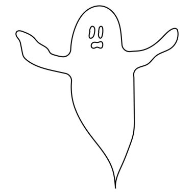 Şirin bir hayaletin vektör çizimi. Çizgi çizimi çizimi.