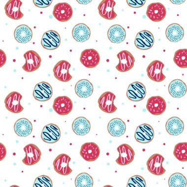 Jöleli çöreklerle kusursuz desen. Beyaz arka planda parlak sulu desen. Vektör illüstrasyonuName