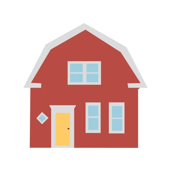 Vector illustration of cute country house in boho style and color.
