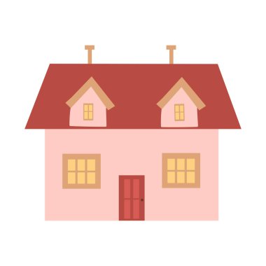 Vector illustration of cute country house in boho style and color.