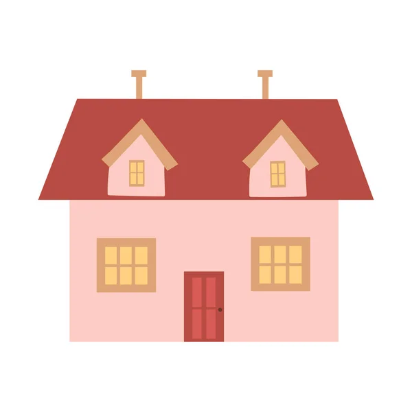 Vector Illustration Cute Country House Boho Style Color — ストックベクタ