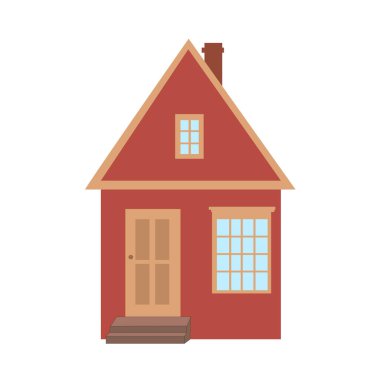 Vector illustration of cute country house in boho style and color.