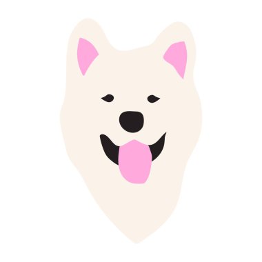 cute doodle illustration of dog breed samoyed. dog in minimalist style