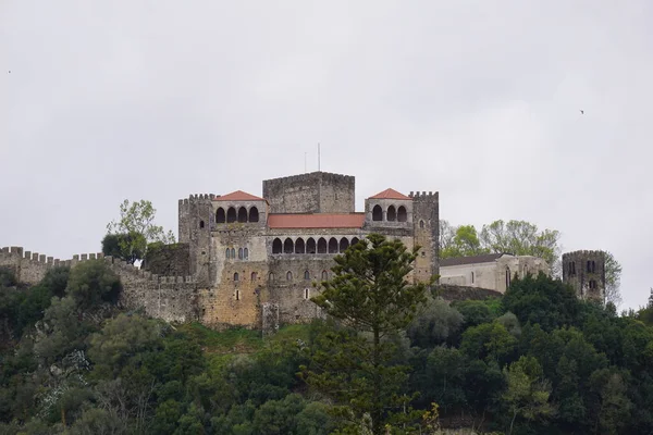 Widok Zamek Leiria Zamek Jest Jednym Najbardziej Charakterystycznych Zabytków Portugalii — Zdjęcie stockowe
