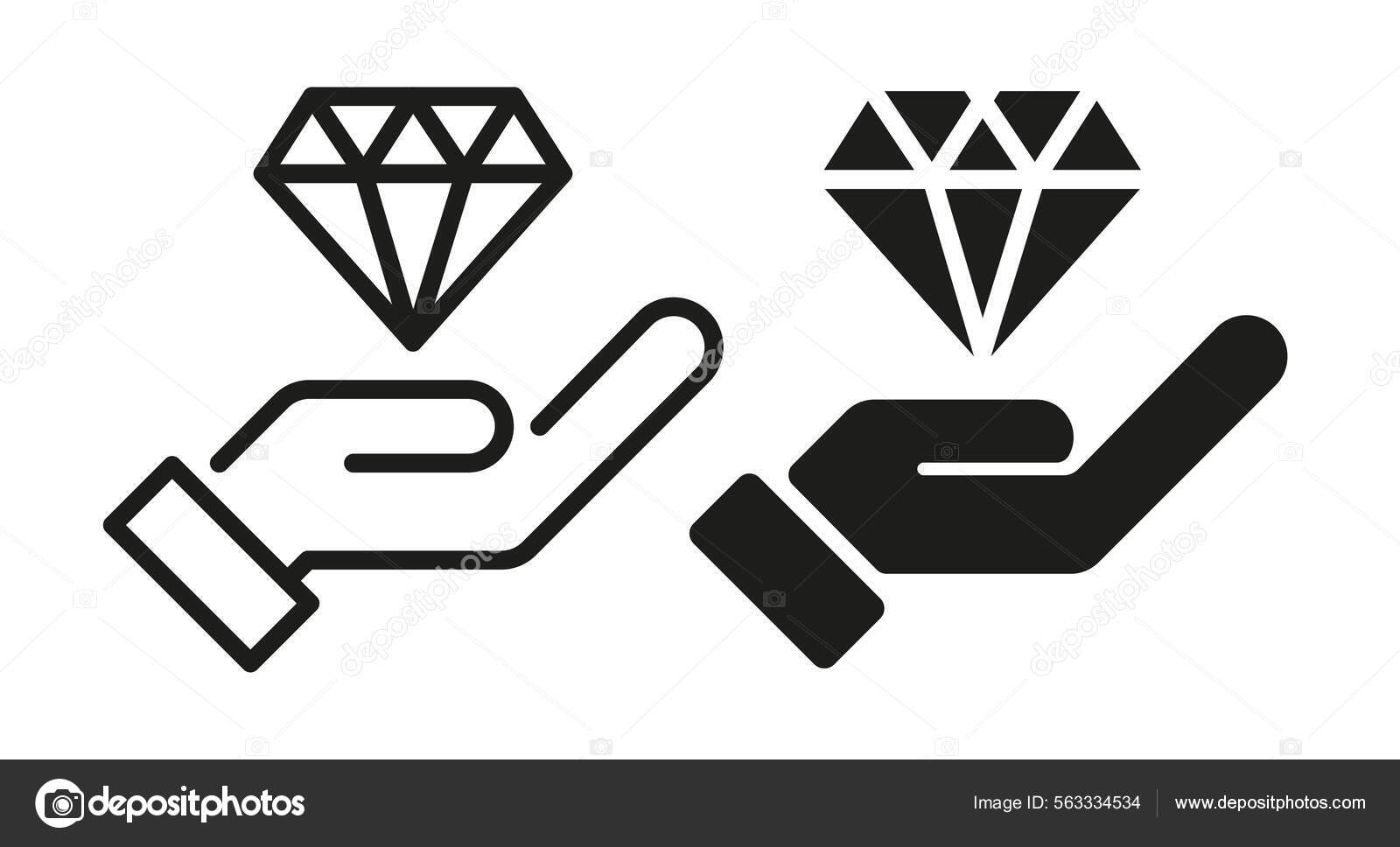 Vetores de Ícone Preto Diamante Símbolo De Joias Sinal De Forma De