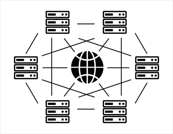 P2P Сервер Глобальний Онлайн Пов Язаний Мережевої Системи Комп Ютер — стоковий вектор