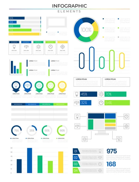 Modern Infographic Elements Bundle Collection Design Vector Icons Business Data —  Vetores de Stock
