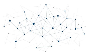 Technology science information connected dots and lines technology background template. Network blockchain linked global digital database graphic vector