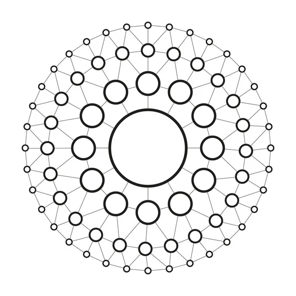 Circular Network Connected Dots Lines Technology Background Template User Blockchain — Vetor de Stock