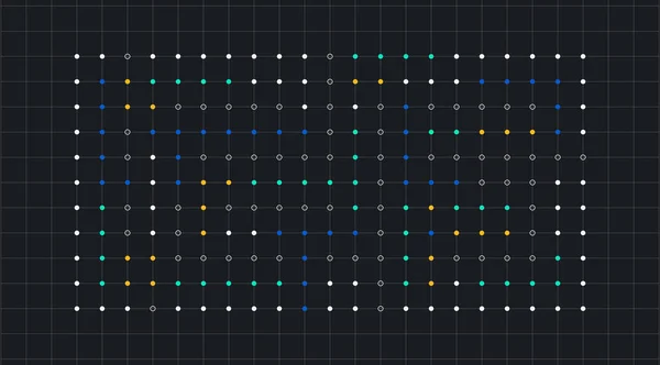 Grid Linked Line Dots Global Futuristic Data Banner Background Template — Vetor de Stock