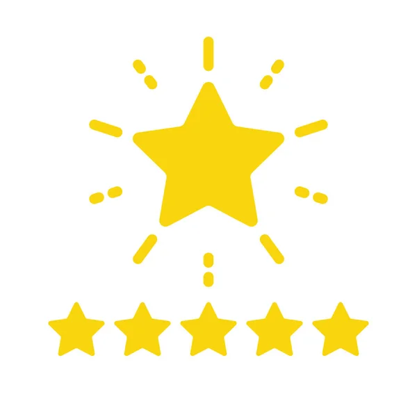 Five Star Rating Review Icon Design Vector Mega Star Feedback — Vector de stock