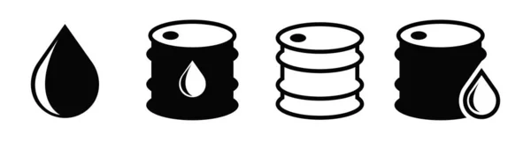 Oil Barrel Industry Icons Set Design Vector Fossil Energy Symbol — Stock Vector
