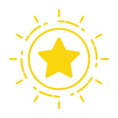 Dairesel patlama beş yıldız değerlendirme ikonu tasarım vektörü. Pozitif geribildirim memnuniyeti kalite gösterimi.