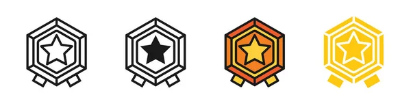 Polygon Medal Star Icon Design Vector Collection Set Victory Winner — Image vectorielle