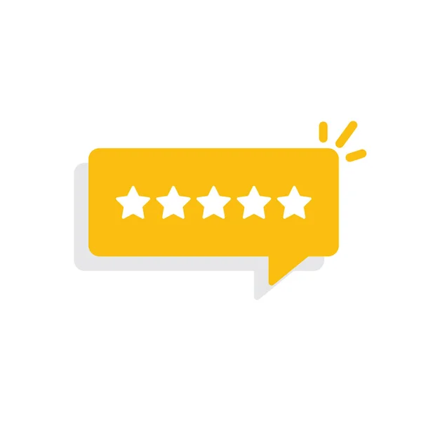 Five Star Costumer Rating Isolated Chat Bubble Icon Design Vector — Stock Vector