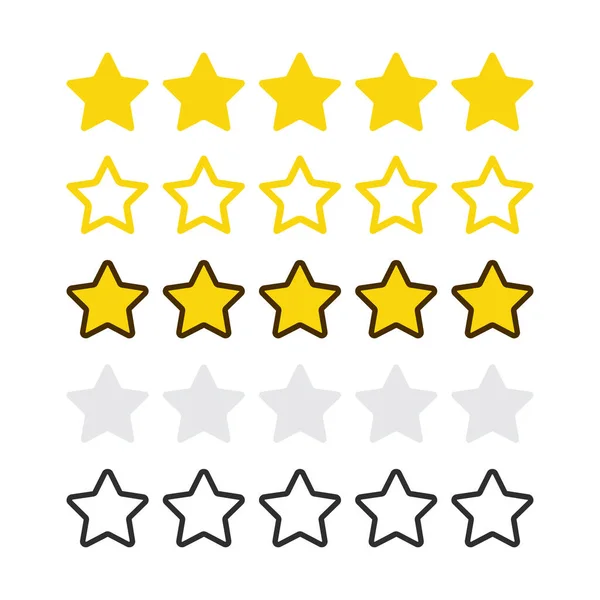 Five Star Rating Customer Review Icon Collection Set Design Vector — Stok Vektör